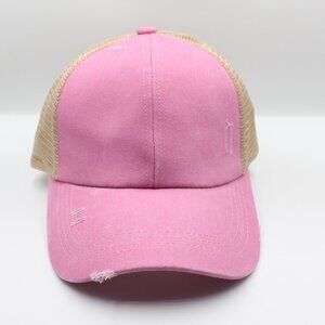pink hat cap baseball with ponytail opening
